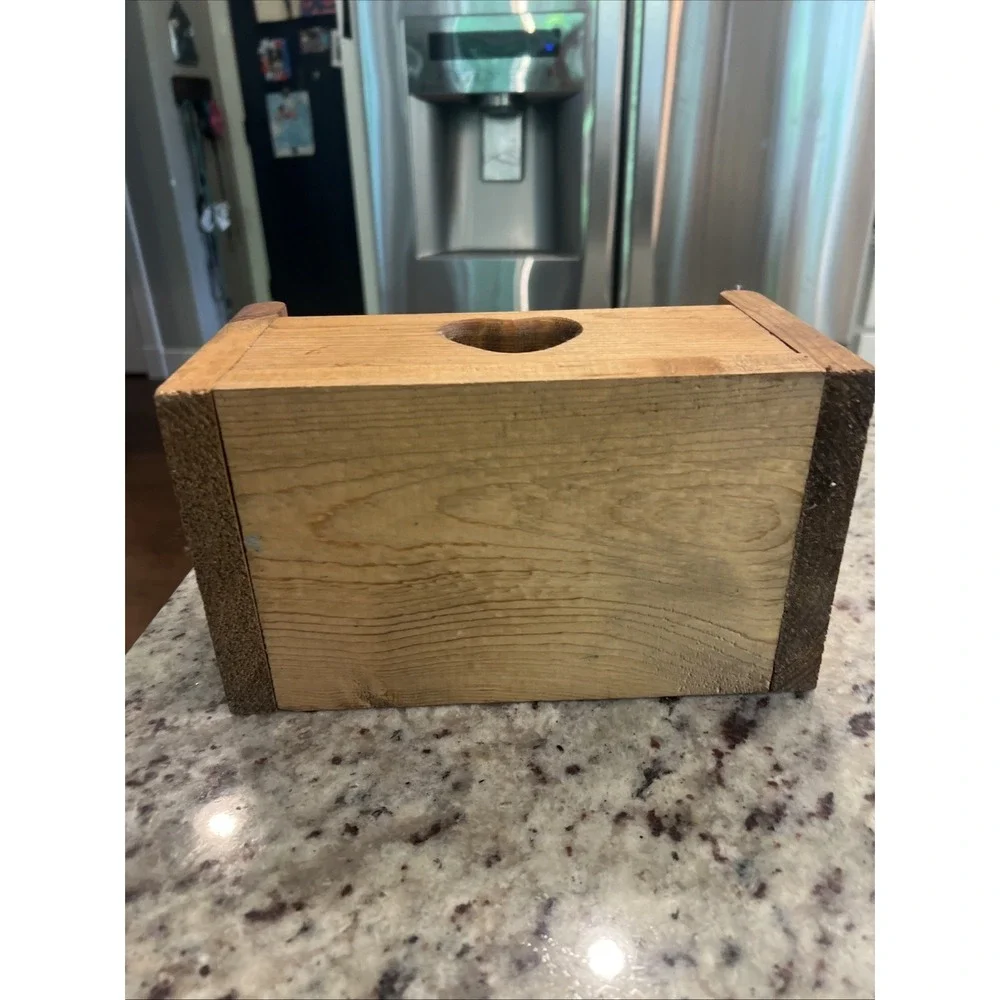 Vtg‎ Wooden Heart Cut Out Oak Letter Mail Desk Caddy Organizer Cottage Core